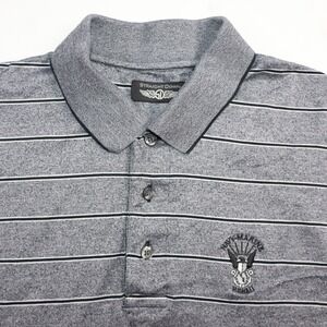 Straight‎ Down Mens Grey Striped Navy Marine Hawaii Golf Polo Shirt Size M